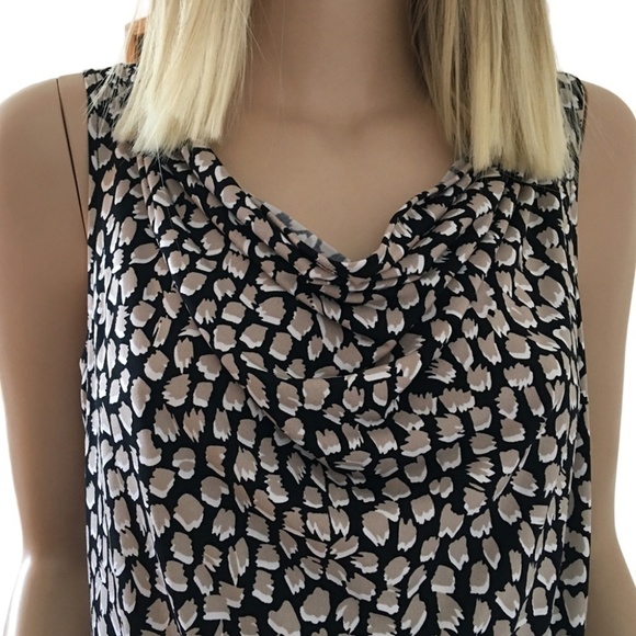 Calvin Klein Cowl Neck Top Blouse Tank Khaki Abstract print - Picture 4 of 13